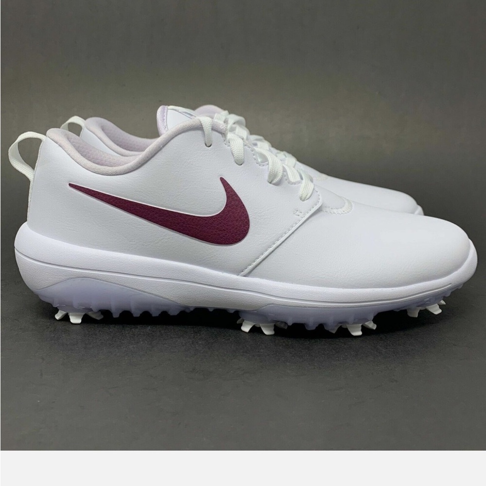 Nike White Golf Shoes with Maroon Swoosh Accents - Picture 3 of 5